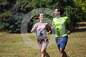 Healthy, fit and sportive couple running