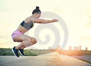 Healthy fit young woman doing crossfit exercises photo