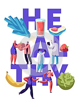Healthy Fitness Food Typography Banner Design. Organic Meal for Diet Nutrition Health Concept. Vegetable and Fruit Menu