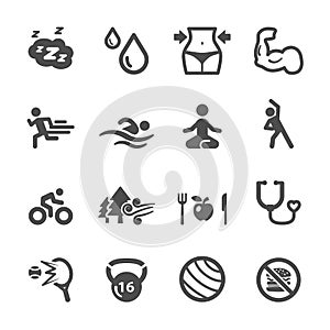 Healthy and fitness icon set, vector eps10