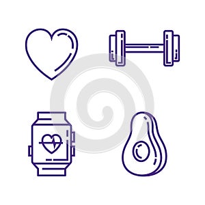 Healthy and fitness lifestyle set icons