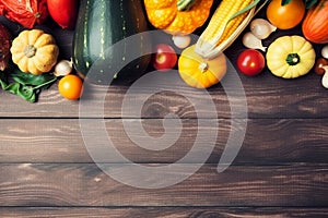 Healthy food background. Autumn vegetables and crop top view