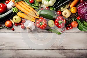 Healthy food background. Autumn vegetables and crop top view