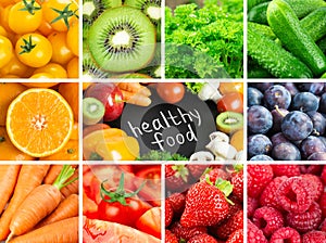 Healthy food. Background of fruits, vegetables and berries. Fresh food