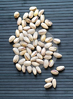 Healthy food  for background image close up pistachios nuts. Texture Nuts on top view mock up pistachio