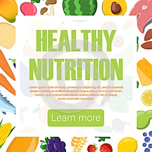 Healthy food banner vector isolated