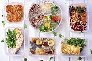 Healthy food in box. Fresh box . lifestyle, day meal plan