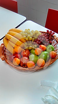 Healthy food in a busket in indor with white background