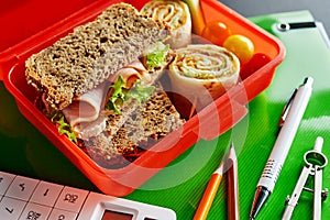 Healthy food in the classroom during a lunch break