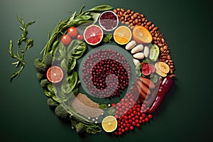 Healthy food clean eating selection. Foods high in antioxidants, anthocyanins, vitamins and minerals