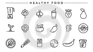 Healthy Food concept line style icons set.