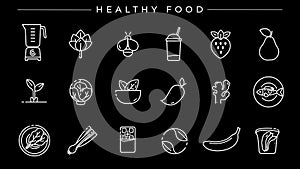 Healthy Food concept line style icons set.