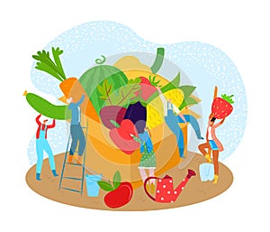 Healthy food concept, vector illustration. Organic vegetable fruit for flat vegetarian people diet lifestyle. Nutrition