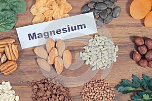 Healthy food containing magnesium, fiber and other vitamins or minerals