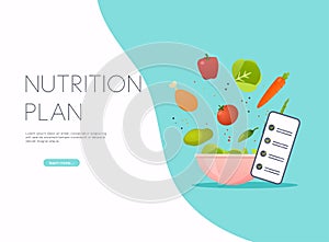 Healthy food and dieting concept. Plan your meal infographic with dish and cutlery. Flat design style modern vector illustration