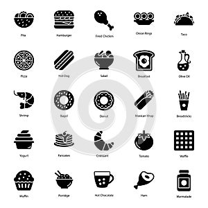 Healthy Food and Drinks glyph Icons Pack