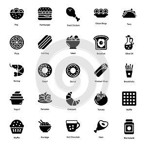 Healthy Food and Drinks glyph Icons Pack photo