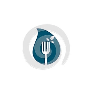 Healthy Food drop shape concept Logo design.