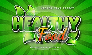 Healthy food editable text effect with vegetarian food menu theme