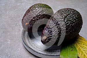 Healthy food, fresh ripe hass avocado from Peru