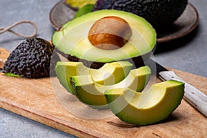 Healthy food, fresh ripe hass avocado from Peru