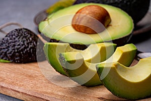 Healthy food, fresh ripe hass avocado from Peru