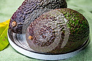 Healthy food, fresh ripe hass avocado from Peru