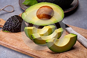 Healthy food, fresh ripe hass avocado from Peru