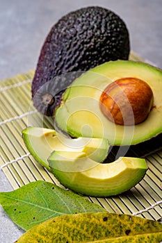 Healthy food, fresh ripe hass avocado from Peru