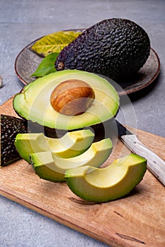 Healthy food, fresh ripe hass avocado from Peru