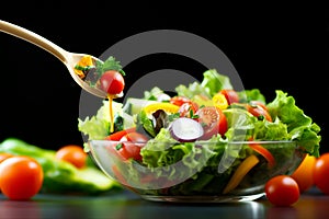 healthy food fresh vegetable salad and fork.