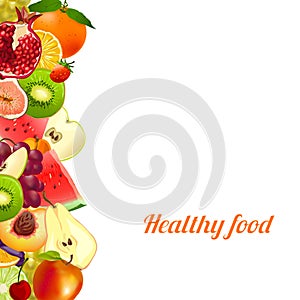 Healthy food. fruits. banner from different fruits