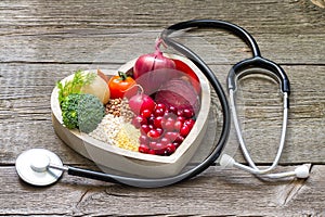 Healthy food in heart and cholesterol diet concept