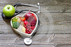 Healthy food in heart and cholesterol diet concept photo