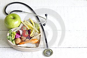 Healthy food in heart diet abstract concept