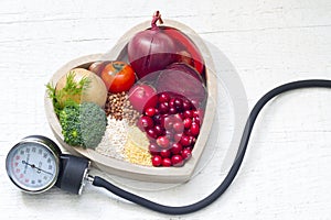 Healthy food in heart and lowering pressure photo
