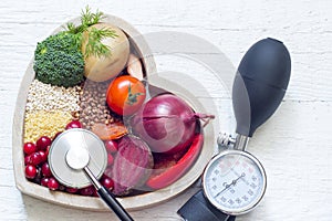 Healthy food in heart and lowering pressure photo