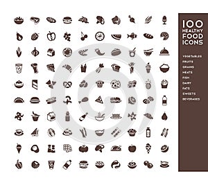 100 healthy food icons