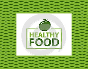 Healthy Food Inscription in Fame on Wavy Lines
