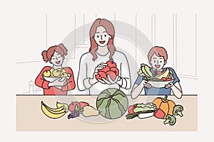 Healthy food for kids and family concept