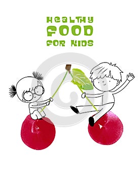 Healthy food for kids vector illustration