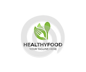 Healthy food logo template. Organic food vector design