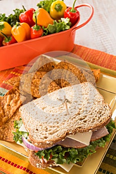 Healthy Food Lunch Ham Turkey Sandwich On Wheat Breat