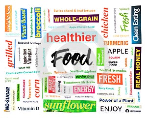 Healthy food nutrition world cloud concept