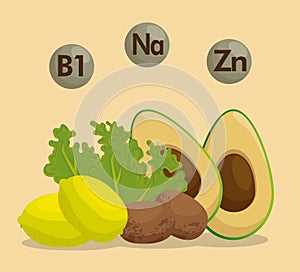 Healthy food with nutritional facts