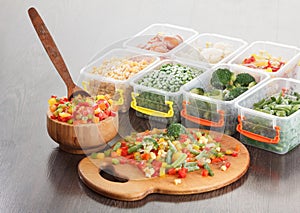 Healthy food packaging, frozen vegetable vegetarian nutrition