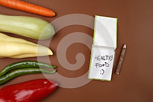 Healthy Food: Raw vegetables and message `Healthy Food :`