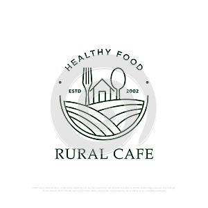 Healthy Food Restaurant logo design , a restaurant with a rural concept that provides traditional organic food and drinks vector