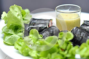 Healthy food Salad roll with dry seaweed and vegetable