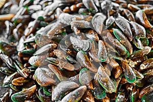 Healthy Food. Seafood Background. Asian Green Mussels. Nutrition